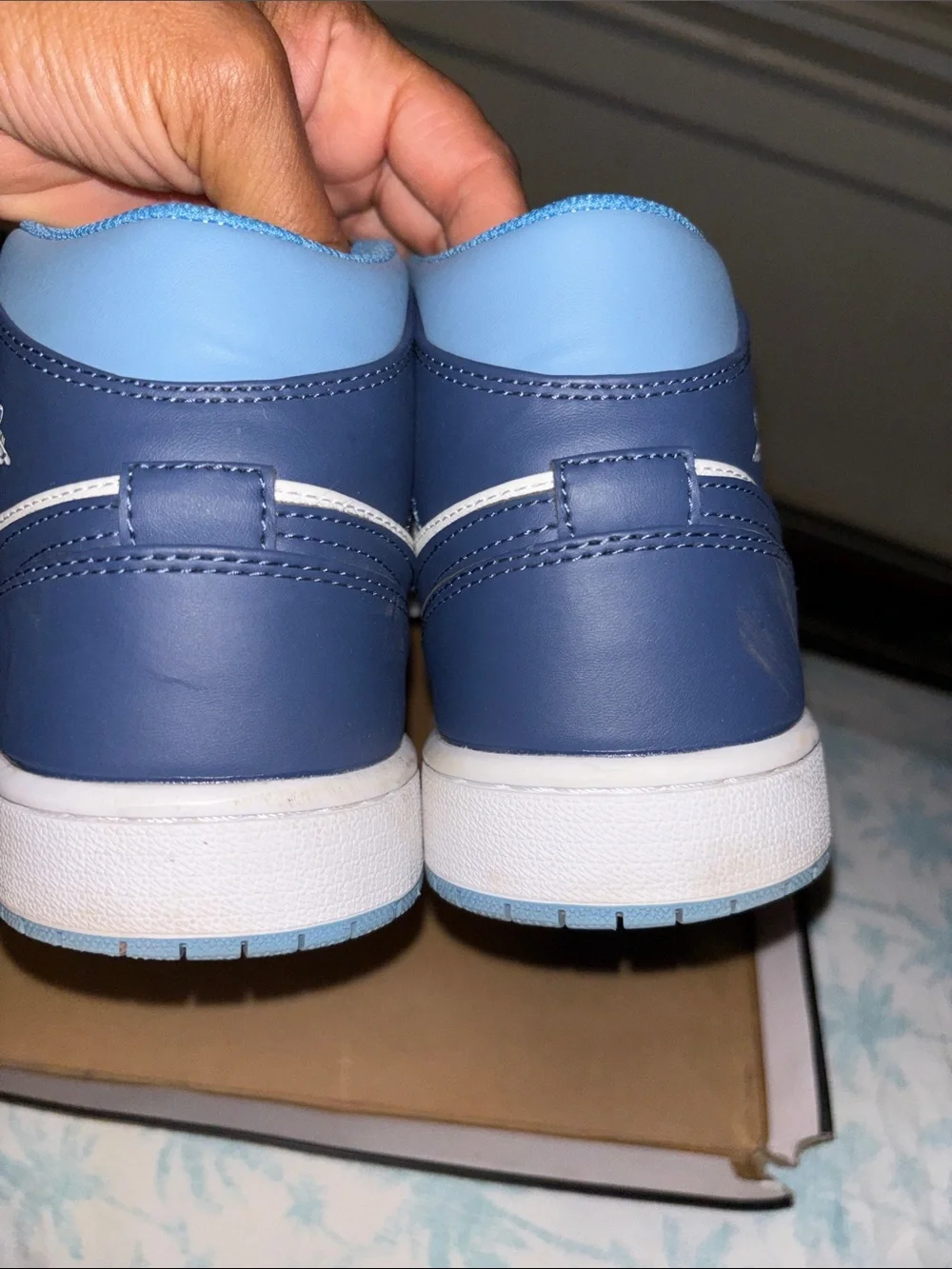 Jordan High-Top Sneakers in Light Blue, Navy and White